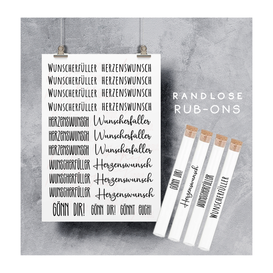Rub On Aufkleber Wunscherfüller A5 Warum du unsere Rub-Ons lieben wirst:  ✔ Randloser Premium-Look   ✔ Besondere Haptik   ✔ Präzise Platzierung dank transparenter Trägerfolie  ✔ Wasser- und kratzfest // Hitze- und UV-beständig   ✔ Starke Haftung auf Glas, Keramik, Holz, Raysin u.v.m.  ✔ Langlebig und hochwertig verarbeitet  ✔ Auch gewerblich nutzbar – keine zusätzliche Lizenz nötig