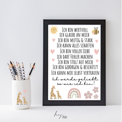 Rub On Aufkleber Affirmationen rosa A5 Warum du unsere Rub-Ons lieben wirst:  ✔ Randloser Premium-Look   ✔ Besondere Haptik   ✔ Präzise Platzierung dank transparenter Trägerfolie  ✔ Wasser- und kratzfest // Hitze- und UV-beständig   ✔ Starke Haftung auf Glas, Keramik, Holz, Raysin u.v.m.  ✔ Langlebig und hochwertig verarbeitet  ✔ Auch gewerblich nutzbar – keine zusätzliche Lizenz nötig