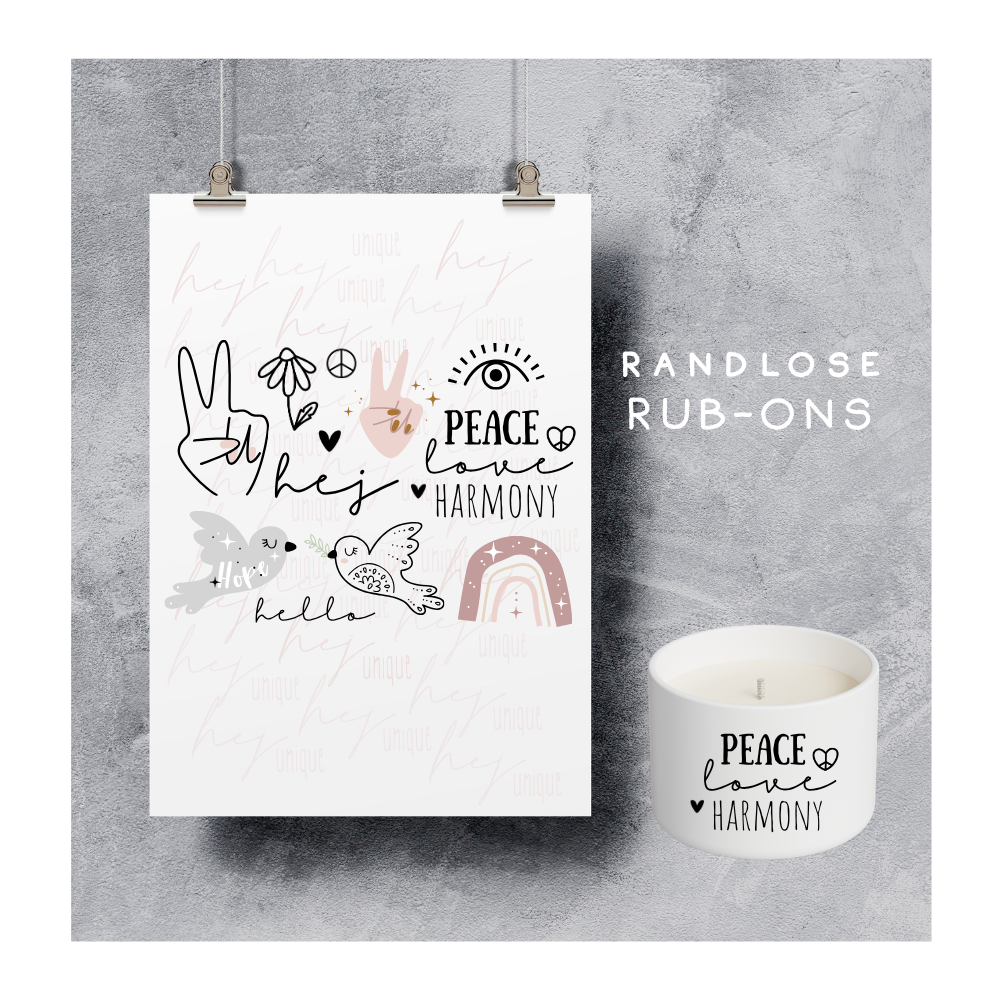 Rub On Aufkleber Boho Peace Love A6