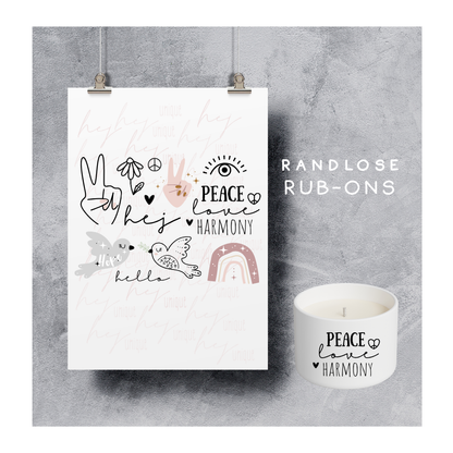 Rub On Aufkleber Boho Peace Love A6