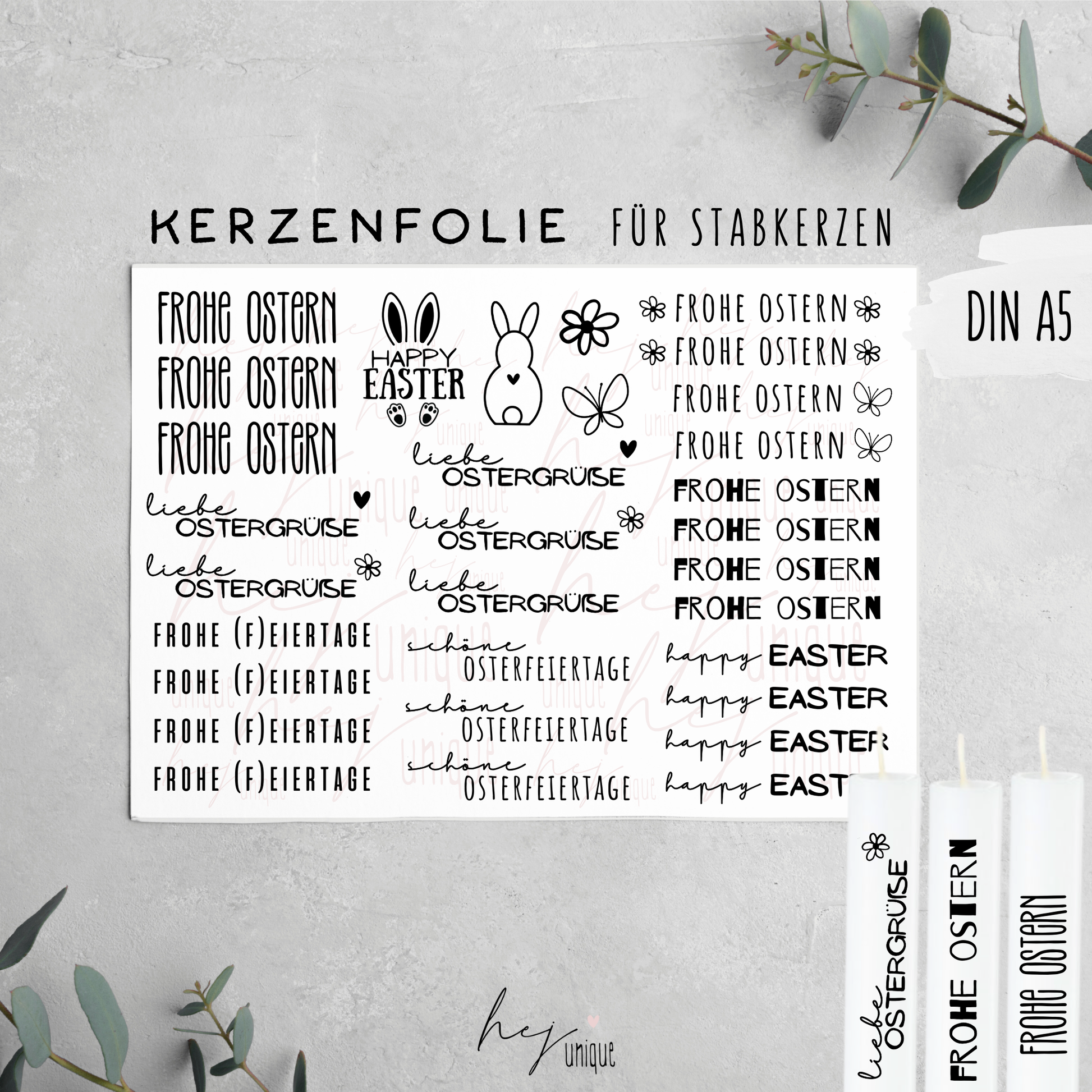 Kerzenfolie Ostern kurze Stabkerzen