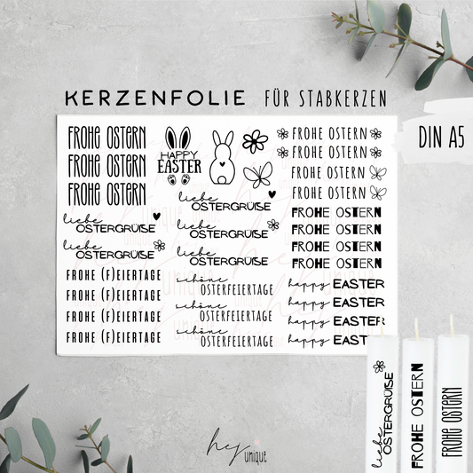 Kerzenfolie Ostern kurze Stabkerzen