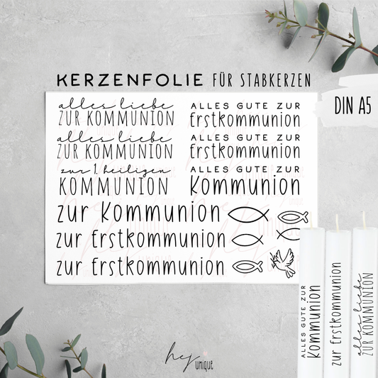 Kerzenfolie Kommunion Stabkerzen Glaube Kirche
