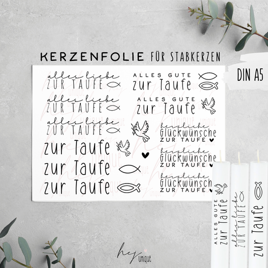 Kerzenfolie Taufe Stabkerze Glaube Kirche