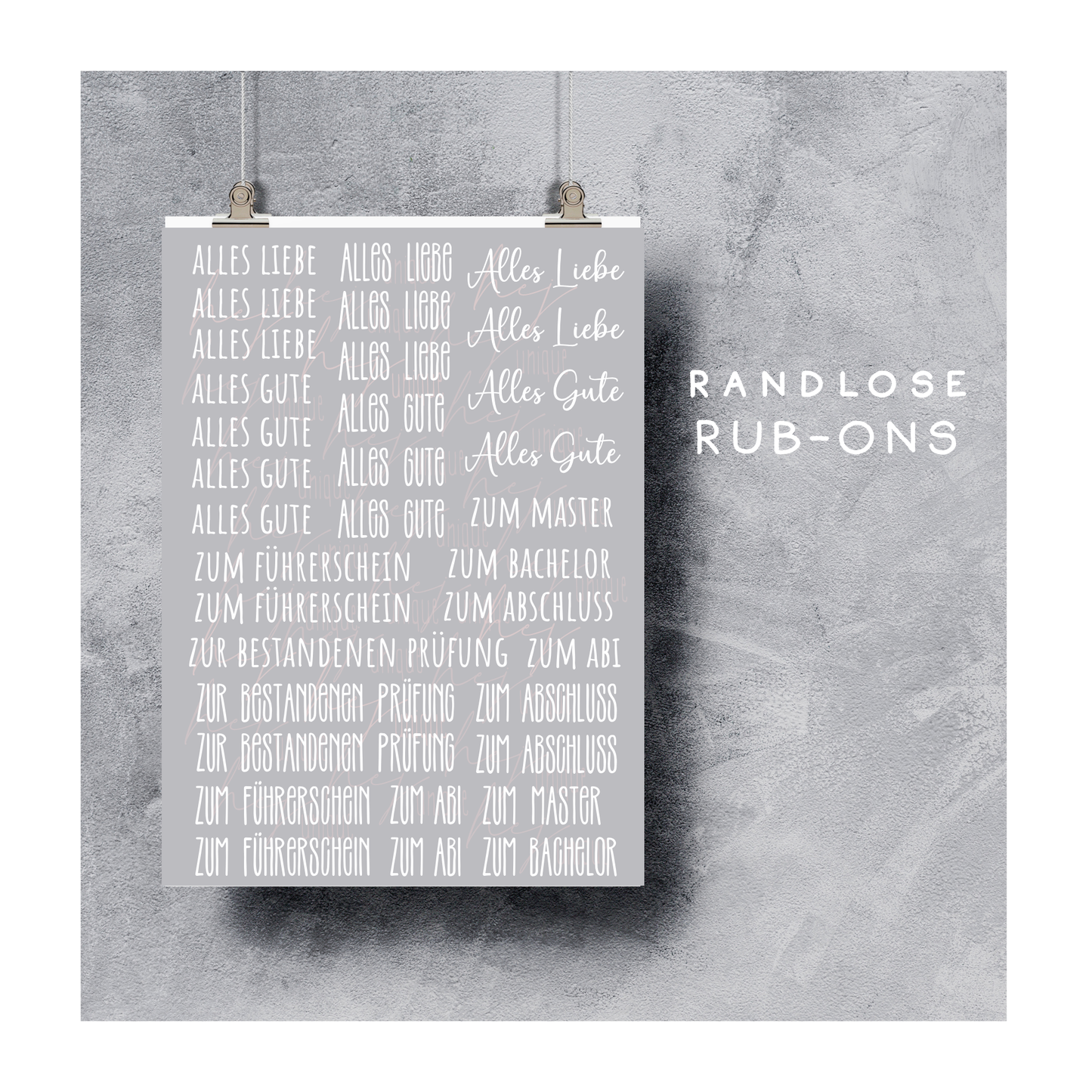 Rub On Aufkleber Schriftzüge Abschluss Warum du unsere Rub-Ons lieben wirst:  ✔ Randloser Premium-Look   ✔ Besondere Haptik   ✔ Präzise Platzierung dank transparenter Trägerfolie  ✔ Wasser- und kratzfest // Hitze- und UV-beständig   ✔ Starke Haftung auf Glas, Keramik, Holz, Raysin u.v.m.  ✔ Langlebig und hochwertig verarbeitet  ✔ Auch gewerblich nutzbar – keine zusätzliche Lizenz nötig