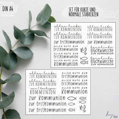 Kerzenfolie Kommunion Stabkerzen Glaube Kirche
