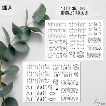 Kerzenfolie Taufe kurze Stabkerze Glaube Kirche