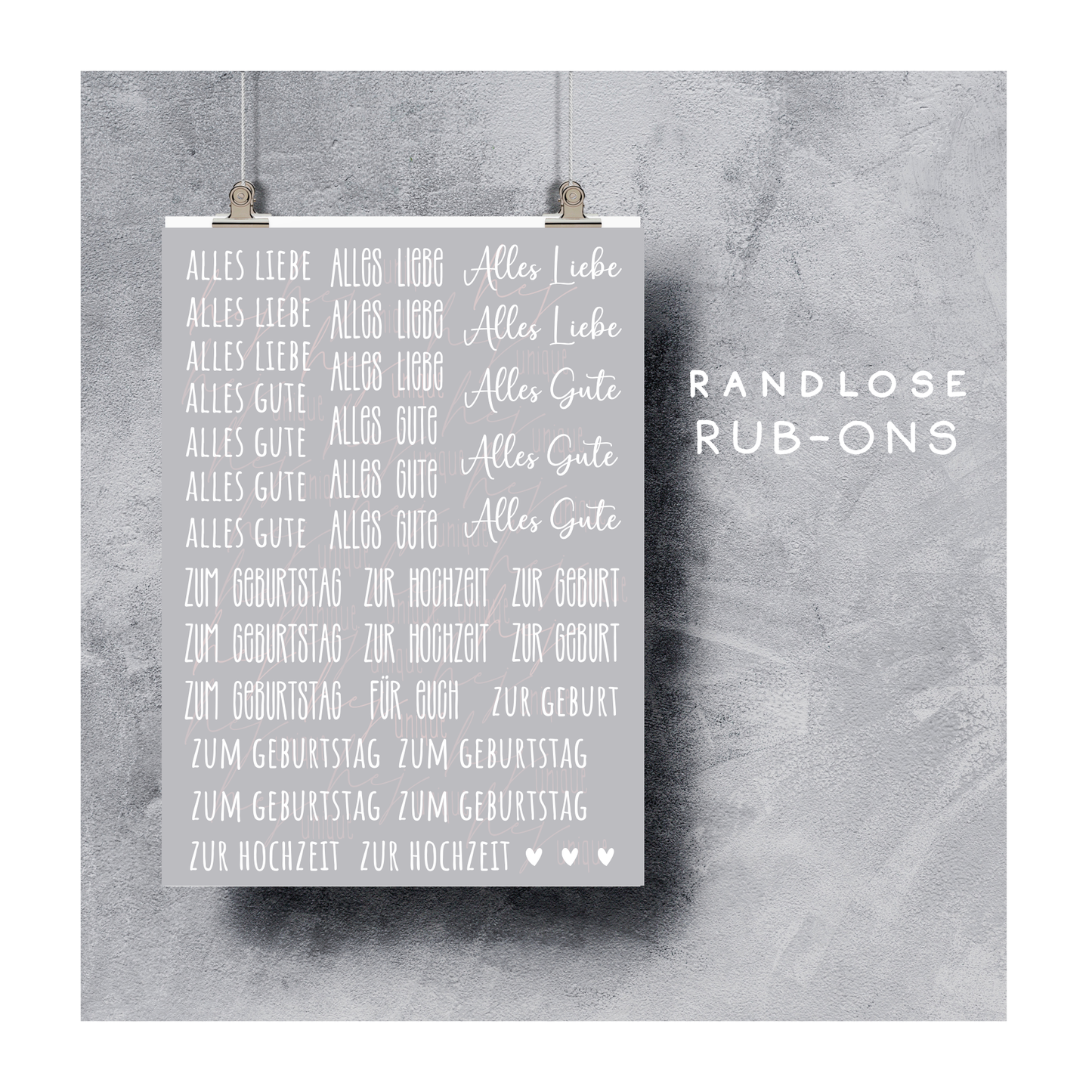 Rub On Aufkleber Schriftzüge besondere Anlässe Warum du unsere Rub-Ons lieben wirst:  ✔ Randloser Premium-Look   ✔ Besondere Haptik   ✔ Präzise Platzierung dank transparenter Trägerfolie  ✔ Wasser- und kratzfest // Hitze- und UV-beständig   ✔ Starke Haftung auf Glas, Keramik, Holz, Raysin u.v.m.  ✔ Langlebig und hochwertig verarbeitet  ✔ Auch gewerblich nutzbar – keine zusätzliche Lizenz nötig