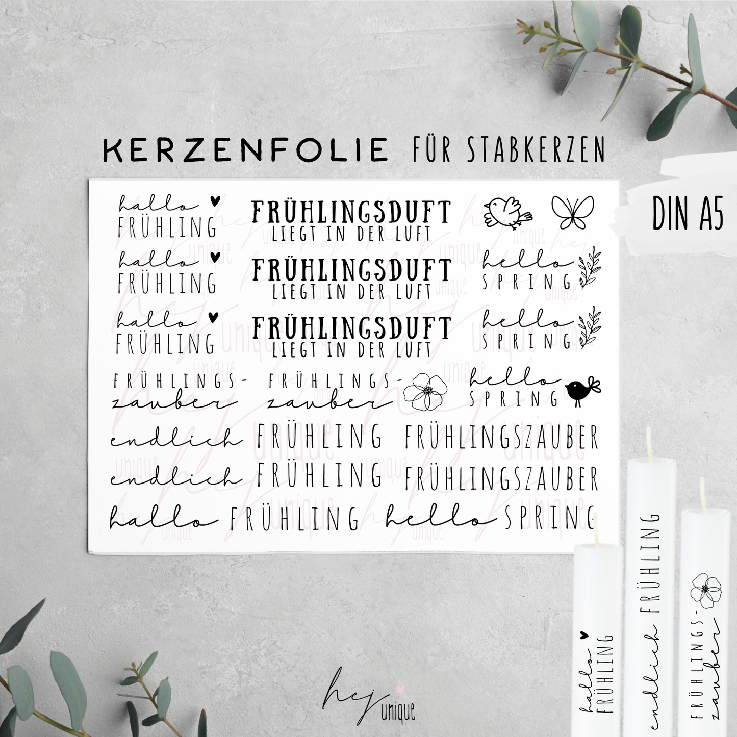 Kerzenfolie Frühling Stabkerzen