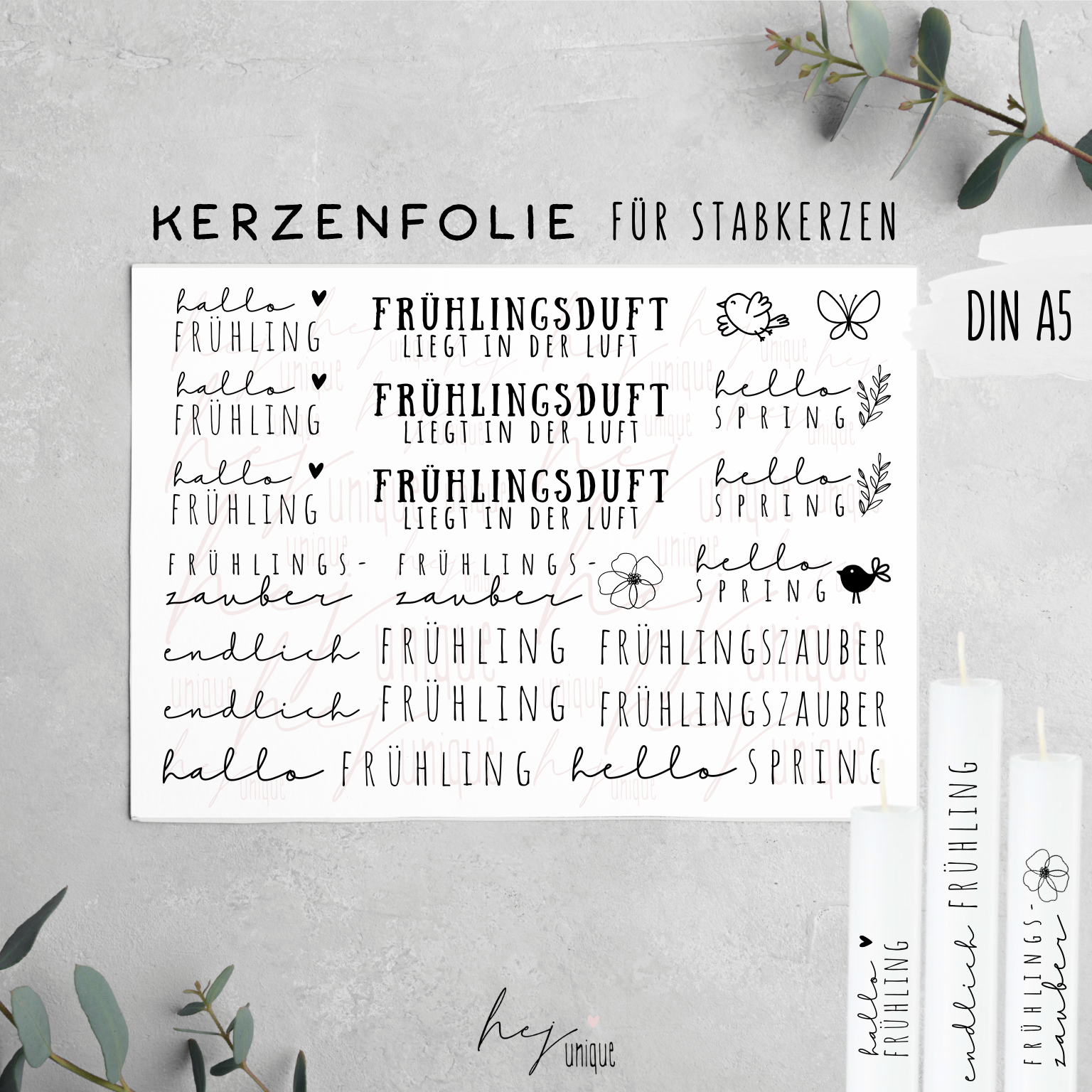 Kerzenfolie Frühling Stabkerzen
