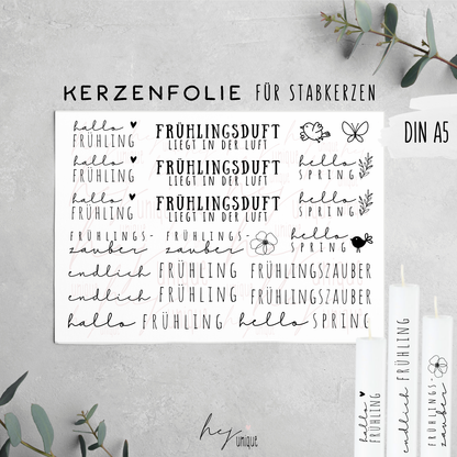 Kerzenfolie Frühling Stabkerzen