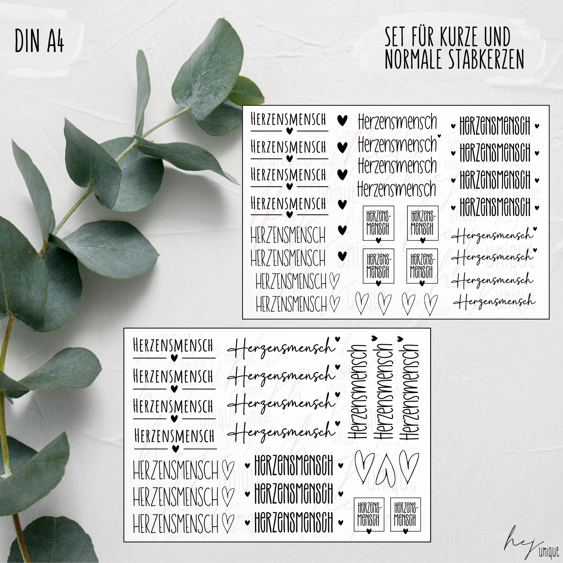 Kerzenfolie Herzensmensch Premium DIY Warum du unsere Kerzenfolie lieben wirst:  ✔ Edle Premium-Folie mit hochwertiger Optik  ✔ Speziell für Kerzen entwickelt   ✔ Aktivierung des Klebers ganz einfach mit Wasser   ✔ Wischfest und langlebig bei sorgfältiger Verarbeitung  ✔ Besonders elastisch – passt sich Kerzenoberfläche optimal an  ✔ Gewerblich nutzbar – keine zusätzliche Lizenz nötig