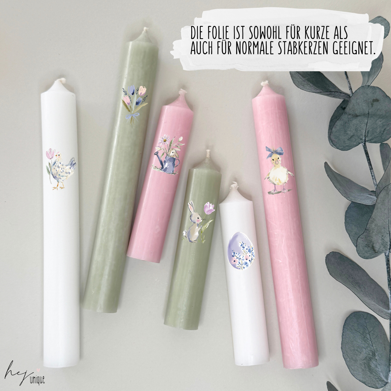 Kerzenfolie Ostern Lavendel Liebe Stabkerzen