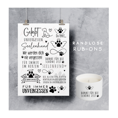 Rub On Aufkleber Trauer Hunde A5