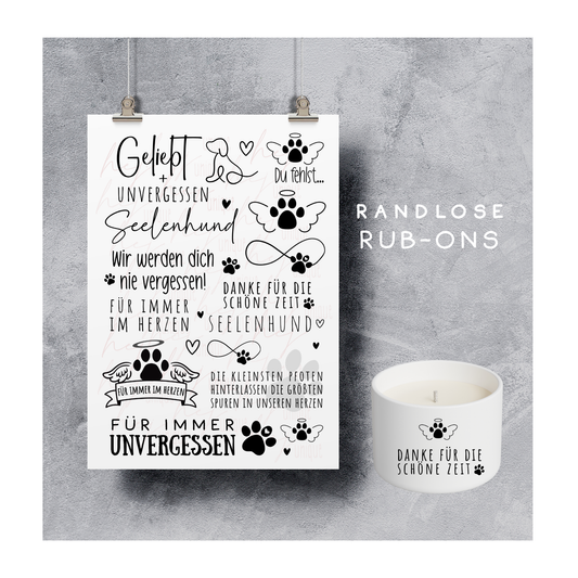 Rub On Aufkleber Trauer Hunde A5