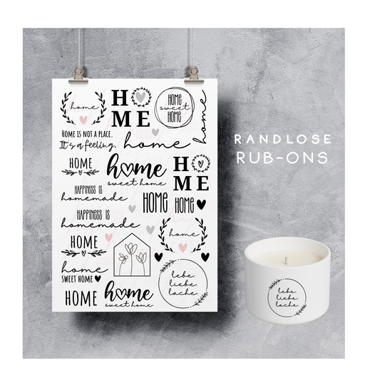 Rub On Aufkleber Home A5 Rubons Warum du unsere Rub-Ons lieben wirst:  ✔ Randloser Premium-Look   ✔ Besondere Haptik   ✔ Präzise Platzierung dank transparenter Trägerfolie  ✔ Wasser- und kratzfest // Hitze- und UV-beständig   ✔ Starke Haftung auf Glas, Keramik, Holz, Raysin u.v.m.  ✔ Langlebig und hochwertig verarbeitet  ✔ Auch gewerblich nutzbar – keine zusätzliche Lizenz nötig