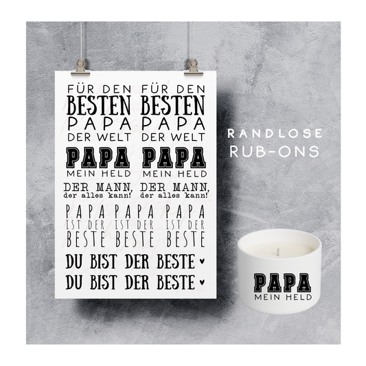 Rub On Aufkleber Papa ist der Beste A5