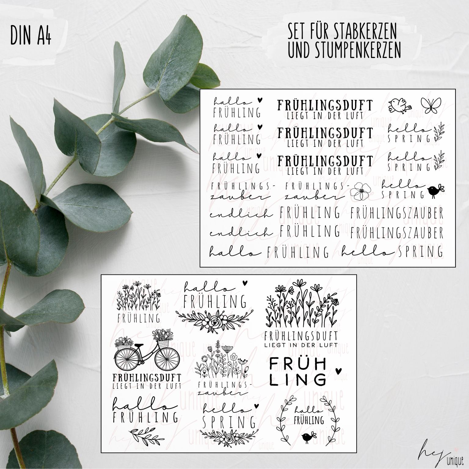 Kerzenfolie Frühling Stabkerzen Warum du unsere Kerzenfolie lieben wirst:  ✔ Edle Premium-Folie mit hochwertiger Optik  ✔ Speziell für Kerzen entwickelt   ✔ Aktivierung des Klebers ganz einfach mit Wasser   ✔ Wischfest und langlebig bei sorgfältiger Verarbeitung  ✔ Besonders elastisch – passt sich Kerzenoberfläche optimal an  ✔ Gewerblich nutzbar – keine zusätzliche Lizenz nötig