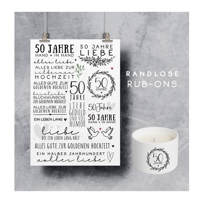 Rub On Aufkleber Goldene Hochzeit A5