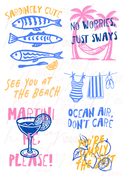 Rub On Aufkleber "Beach-Vibes" A5