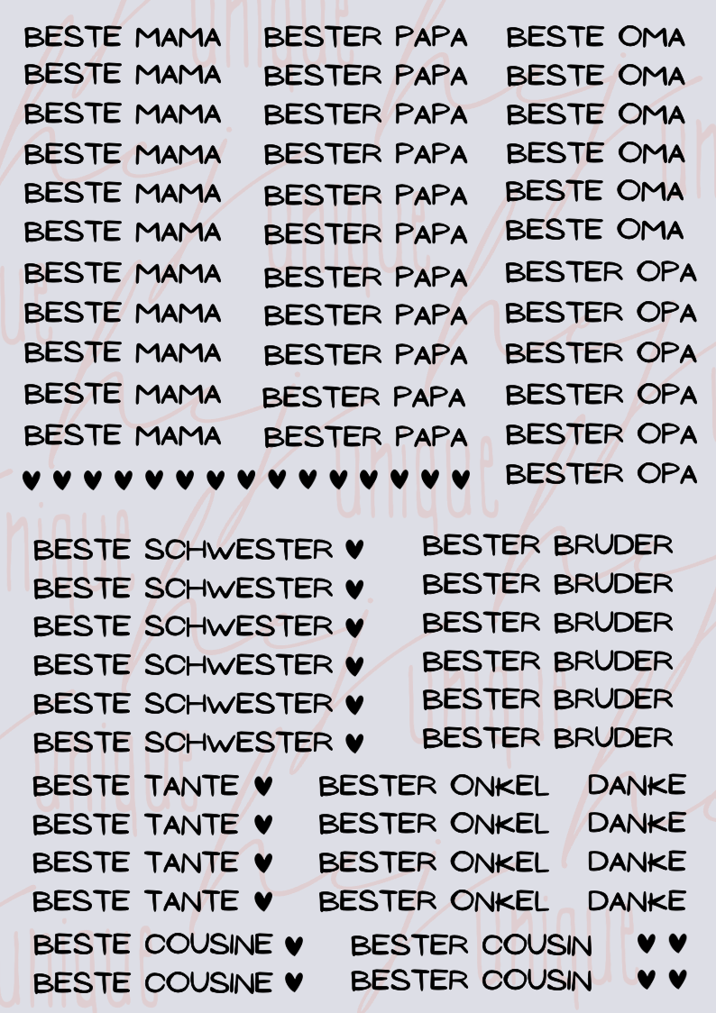 Rub On Aufkleber Kugelschreiber Family Friends& Others Mini zb Warum du unsere Rub-Ons lieben wirst:  ✔ Randloser Premium-Look   ✔ Besondere Haptik   ✔ Präzise Platzierung dank transparenter Trägerfolie  ✔ Wasser- und kratzfest // Hitze- und UV-beständig   ✔ Starke Haftung auf Glas, Keramik, Holz, Raysin u.v.m.  ✔ Langlebig und hochwertig verarbeitet  ✔ Auch gewerblich nutzbar – keine zusätzliche Lizenz nötig