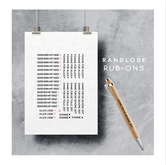 Rub On Aufkleber Erzieherin mit Herz Mini zB für Kugelschreiber A5 A6 Warum du unsere Rub-Ons lieben wirst:  ✔ Randloser Premium-Look   ✔ Besondere Haptik   ✔ Präzise Platzierung dank transparenter Trägerfolie  ✔ Wasser- und kratzfest // Hitze- und UV-beständig   ✔ Starke Haftung auf Glas, Keramik, Holz, Raysin u.v.m.  ✔ Langlebig und hochwertig verarbeitet  ✔ Auch gewerblich nutzbar – keine zusätzliche Lizenz nötig