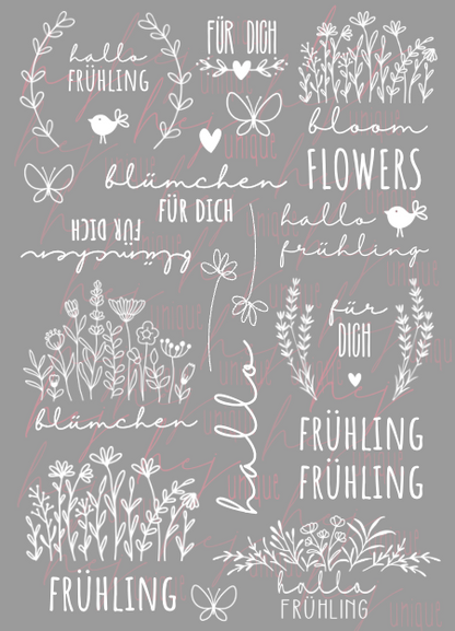 Rub On Aufkleber Frühling A5 Warum du unsere Rub-Ons lieben wirst:  ✔ Randloser Premium-Look   ✔ Besondere Haptik   ✔ Präzise Platzierung dank transparenter Trägerfolie  ✔ Wasser- und kratzfest // Hitze- und UV-beständig   ✔ Starke Haftung auf Glas, Keramik, Holz, Raysin u.v.m.  ✔ Langlebig und hochwertig verarbeitet  ✔ Auch gewerblich nutzbar – keine zusätzliche Lizenz nötig