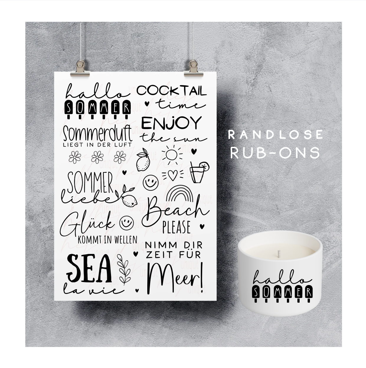Rub On Aufkleber Sommerliebe A5 Warum du unsere Rub-Ons lieben wirst:  ✔ Randloser Premium-Look   ✔ Besondere Haptik   ✔ Präzise Platzierung dank transparenter Trägerfolie  ✔ Wasser- und kratzfest // Hitze- und UV-beständig   ✔ Starke Haftung auf Glas, Keramik, Holz, Raysin u.v.m.  ✔ Langlebig und hochwertig verarbeitet  ✔ Auch gewerblich nutzbar – keine zusätzliche Lizenz nötig