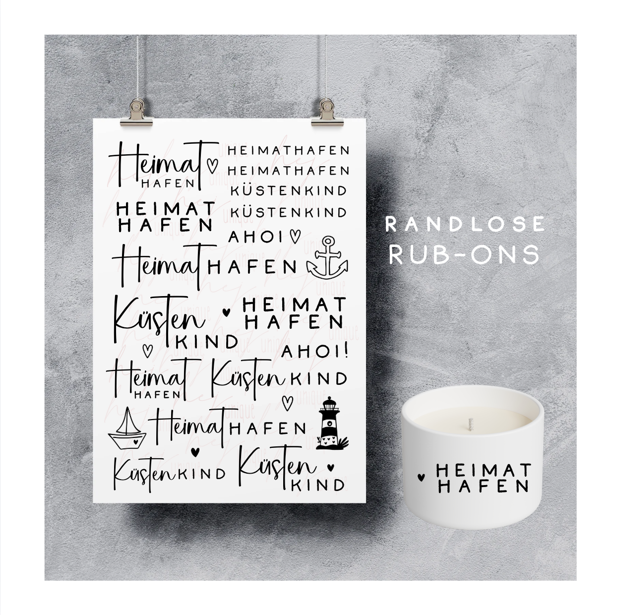 Rub On Aufkleber Heimathafen Küstenkind Maritim Ahoi A5 Warum du unsere Rub-Ons lieben wirst:  ✔ Randloser Premium-Look   ✔ Besondere Haptik   ✔ Präzise Platzierung dank transparenter Trägerfolie  ✔ Wasser- und kratzfest // Hitze- und UV-beständig   ✔ Starke Haftung auf Glas, Keramik, Holz, Raysin u.v.m.  ✔ Langlebig und hochwertig verarbeitet  ✔ Auch gewerblich nutzbar – keine zusätzliche Lizenz nötig