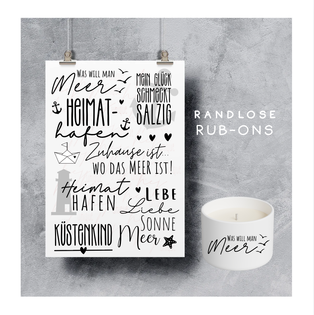 Rub On Aufkleber Maritim A5 DIY Warum du unsere Rub-Ons lieben wirst:  ✔ Randloser Premium-Look   ✔ Besondere Haptik   ✔ Präzise Platzierung dank transparenter Trägerfolie  ✔ Wasser- und kratzfest // Hitze- und UV-beständig   ✔ Starke Haftung auf Glas, Keramik, Holz, Raysin u.v.m.  ✔ Langlebig und hochwertig verarbeitet  ✔ Auch gewerblich nutzbar – keine zusätzliche Lizenz nötig