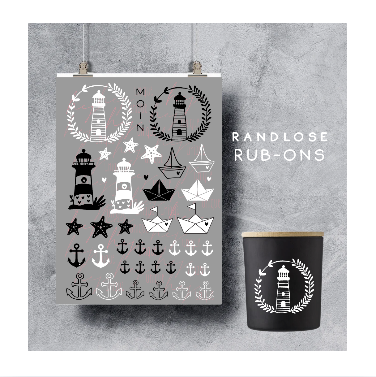 Rub On Aufkleber Maritim 2 Leuchtturm Ahoi Anker A5 Warum du unsere Rub-Ons lieben wirst:  ✔ Randloser Premium-Look   ✔ Besondere Haptik   ✔ Präzise Platzierung dank transparenter Trägerfolie  ✔ Wasser- und kratzfest // Hitze- und UV-beständig   ✔ Starke Haftung auf Glas, Keramik, Holz, Raysin u.v.m.  ✔ Langlebig und hochwertig verarbeitet  ✔ Auch gewerblich nutzbar – keine zusätzliche Lizenz nötig
