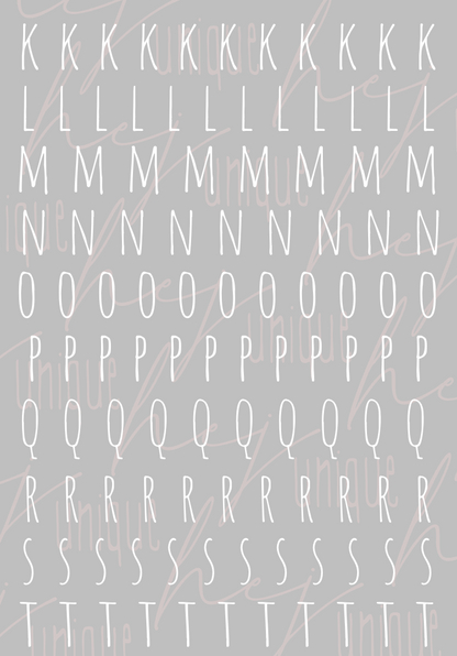 Rub On Aufkleber Buchstaben-Set Alphabet Personalisierung A5 Warum du unsere Rub-Ons lieben wirst:  ✔ Randloser Premium-Look   ✔ Besondere Haptik   ✔ Präzise Platzierung dank transparenter Trägerfolie  ✔ Wasser- und kratzfest // Hitze- und UV-beständig   ✔ Starke Haftung auf Glas, Keramik, Holz, Raysin u.v.m.  ✔ Langlebig und hochwertig verarbeitet  ✔ Auch gewerblich nutzbar – keine zusätzliche Lizenz nötig