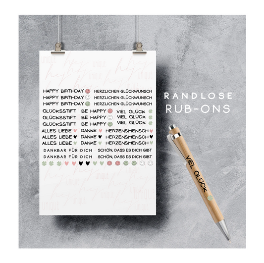 Rub On Aufkleber Wünsche Mini zb für Kugelschreiber A5 A6 Warum du unsere Rub-Ons lieben wirst:  ✔ Randloser Premium-Look   ✔ Besondere Haptik   ✔ Präzise Platzierung dank transparenter Trägerfolie  ✔ Wasser- und kratzfest // Hitze- und UV-beständig   ✔ Starke Haftung auf Glas, Keramik, Holz, Raysin u.v.m.  ✔ Langlebig und hochwertig verarbeitet  ✔ Auch gewerblich nutzbar – keine zusätzliche Lizenz nötig