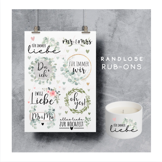 Rub On Aufkleber Hochzeit A5 Warum du unsere Rub-Ons lieben wirst:  ✔ Randloser Premium-Look   ✔ Besondere Haptik   ✔ Präzise Platzierung dank transparenter Trägerfolie  ✔ Wasser- und kratzfest // Hitze- und UV-beständig   ✔ Starke Haftung auf Glas, Keramik, Holz, Raysin u.v.m.  ✔ Langlebig und hochwertig verarbeitet  ✔ Auch gewerblich nutzbar – keine zusätzliche Lizenz nötig