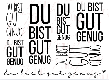 Rub On Aufkleber "Du Bist Gut Genug" A6 oder A5