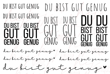 Rub On Aufkleber "Du Bist Gut Genug" A6 oder A5