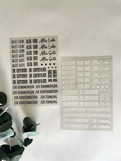 Rub On Aufkleber Schriftzüge Kommunion Konfirmation Firmung Reagenzgläser A5 Warum du unsere Rub-Ons lieben wirst:  ✔ Randloser Premium-Look   ✔ Besondere Haptik   ✔ Präzise Platzierung dank transparenter Trägerfolie  ✔ Wasser- und kratzfest // Hitze- und UV-beständig   ✔ Starke Haftung auf Glas, Keramik, Holz, Raysin u.v.m.  ✔ Langlebig und hochwertig verarbeitet  ✔ Auch gewerblich nutzbar – keine zusätzliche Lizenz nötig