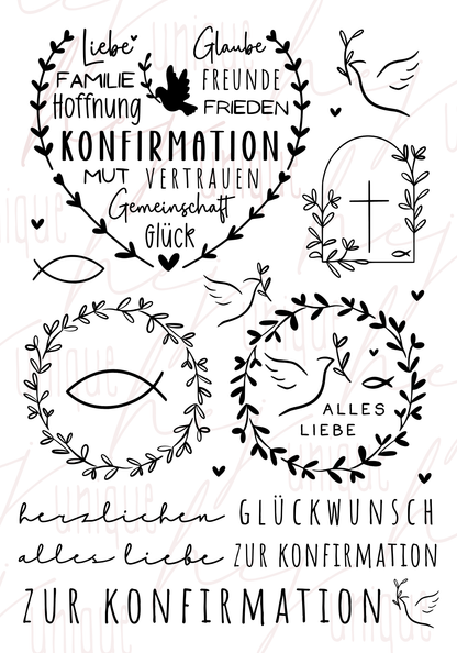 Rub On Aufkleber Konfirmation A5