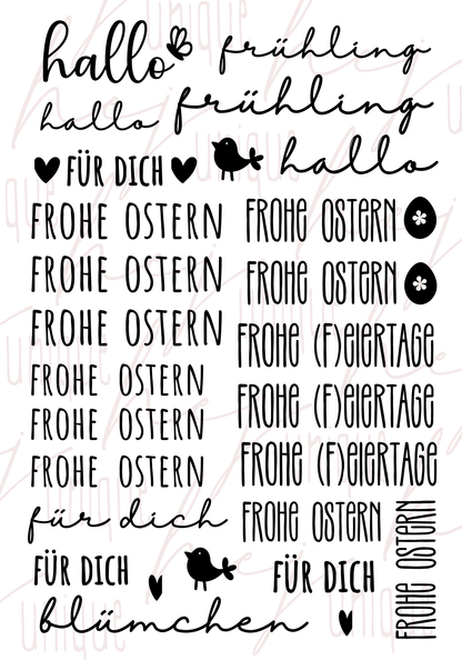 Rub On Aufkleber Schriftzüge Ostern 1.0 A5 Warum du unsere Rub-Ons lieben wirst:  ✔ Randloser Premium-Look   ✔ Besondere Haptik   ✔ Präzise Platzierung dank transparenter Trägerfolie  ✔ Wasser- und kratzfest // Hitze- und UV-beständig   ✔ Starke Haftung auf Glas, Keramik, Holz, Raysin u.v.m.  ✔ Langlebig und hochwertig verarbeitet  ✔ Auch gewerblich nutzbar – keine zusätzliche Lizenz nötig