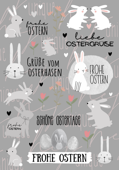Rub On Aufkleber Bunny-Love Hase Frühling Ostern A5 Warum du unsere Rub-Ons lieben wirst:  ✔ Randloser Premium-Look   ✔ Besondere Haptik   ✔ Präzise Platzierung dank transparenter Trägerfolie  ✔ Wasser- und kratzfest // Hitze- und UV-beständig   ✔ Starke Haftung auf Glas, Keramik, Holz, Raysin u.v.m.  ✔ Langlebig und hochwertig verarbeitet  ✔ Auch gewerblich nutzbar – keine zusätzliche Lizenz nötig