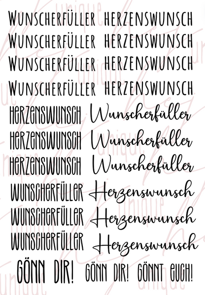 Rub On Aufkleber Wunscherfüller A5 Warum du unsere Rub-Ons lieben wirst:  ✔ Randloser Premium-Look   ✔ Besondere Haptik   ✔ Präzise Platzierung dank transparenter Trägerfolie  ✔ Wasser- und kratzfest // Hitze- und UV-beständig   ✔ Starke Haftung auf Glas, Keramik, Holz, Raysin u.v.m.  ✔ Langlebig und hochwertig verarbeitet  ✔ Auch gewerblich nutzbar – keine zusätzliche Lizenz nötig