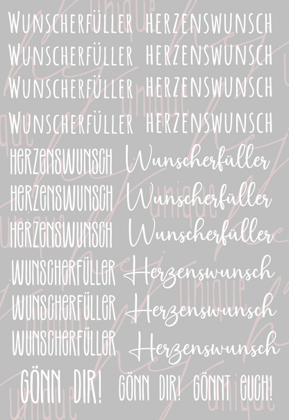 Rub On Aufkleber Wunscherfüller A5 Warum du unsere Rub-Ons lieben wirst:  ✔ Randloser Premium-Look   ✔ Besondere Haptik   ✔ Präzise Platzierung dank transparenter Trägerfolie  ✔ Wasser- und kratzfest // Hitze- und UV-beständig   ✔ Starke Haftung auf Glas, Keramik, Holz, Raysin u.v.m.  ✔ Langlebig und hochwertig verarbeitet  ✔ Auch gewerblich nutzbar – keine zusätzliche Lizenz nötig