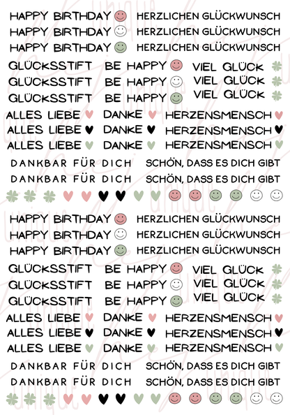Rub On Aufkleber Wünsche Mini zb für Kugelschreiber A5 A6 Warum du unsere Rub-Ons lieben wirst:  ✔ Randloser Premium-Look   ✔ Besondere Haptik   ✔ Präzise Platzierung dank transparenter Trägerfolie  ✔ Wasser- und kratzfest // Hitze- und UV-beständig   ✔ Starke Haftung auf Glas, Keramik, Holz, Raysin u.v.m.  ✔ Langlebig und hochwertig verarbeitet  ✔ Auch gewerblich nutzbar – keine zusätzliche Lizenz nötig