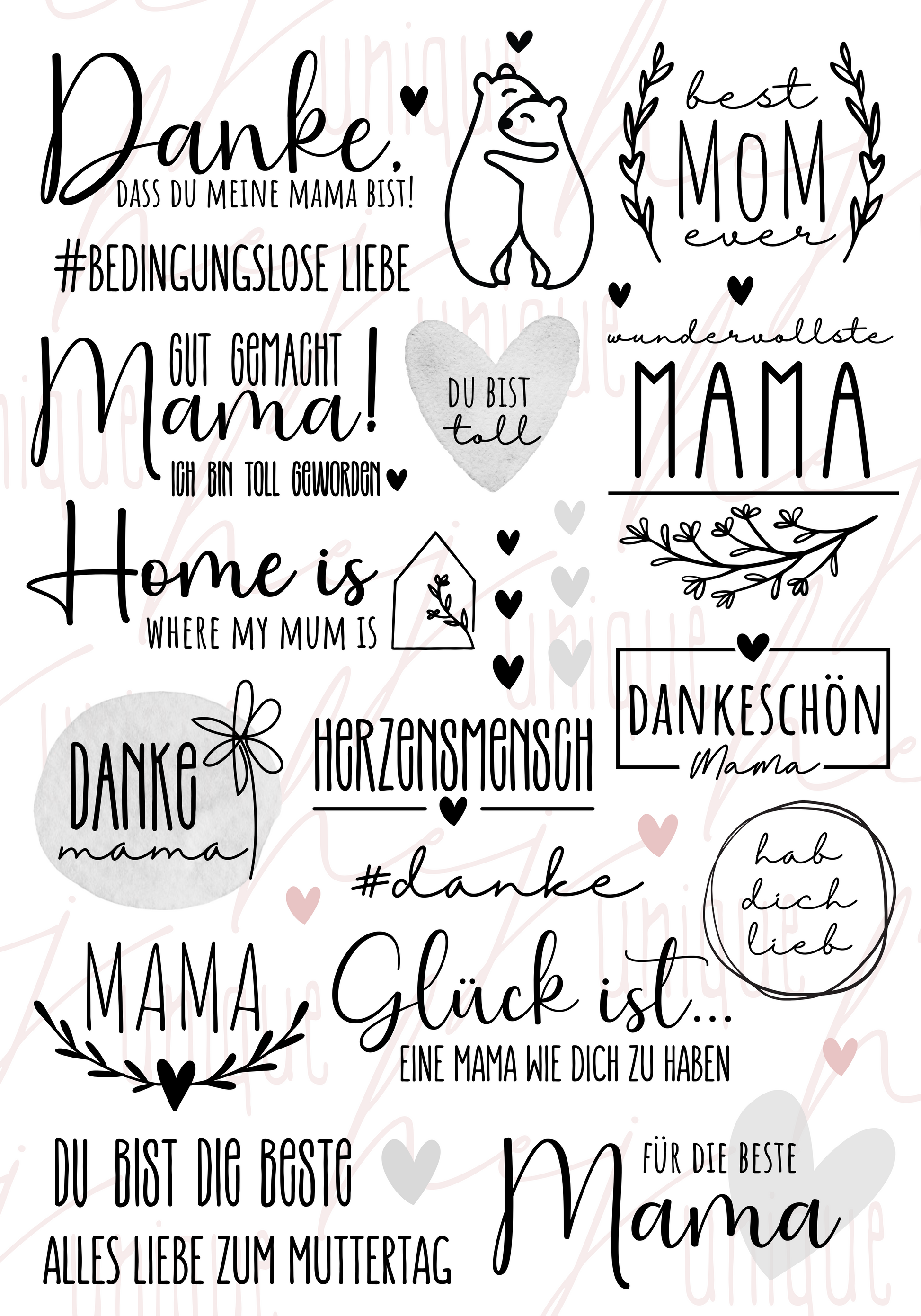 Rub On Aufkleber Muttertag 2 A5 Warum du unsere Rub-Ons lieben wirst:  ✔ Randloser Premium-Look   ✔ Besondere Haptik   ✔ Präzise Platzierung dank transparenter Trägerfolie  ✔ Wasser- und kratzfest // Hitze- und UV-beständig   ✔ Starke Haftung auf Glas, Keramik, Holz, Raysin u.v.m.  ✔ Langlebig und hochwertig verarbeitet  ✔ Auch gewerblich nutzbar – keine zusätzliche Lizenz nötig