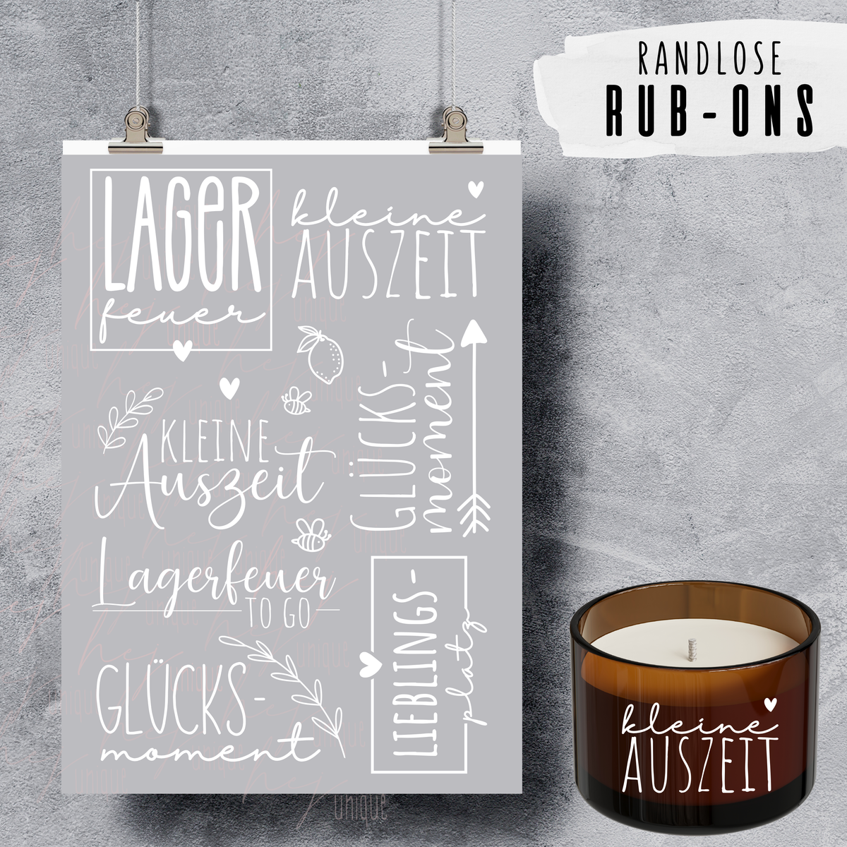 Rub On Aufkleber Lagerfeuer Sprüche KerzenFackeln A5 weiss Warum du unsere Rub-Ons lieben wirst:  ✔ Randloser Premium-Look   ✔ Besondere Haptik   ✔ Präzise Platzierung dank transparenter Trägerfolie  ✔ Wasser- und kratzfest // Hitze- und UV-beständig   ✔ Starke Haftung auf Glas, Keramik, Holz, Raysin u.v.m.  ✔ Langlebig und hochwertig verarbeitet  ✔ Auch gewerblich nutzbar – keine zusätzliche Lizenz nötig
