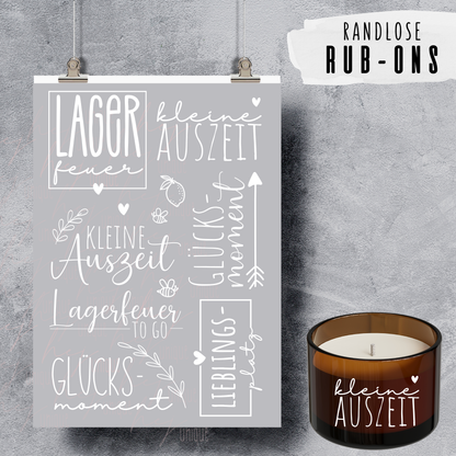 Rub On Aufkleber Lagerfeuer Sprüche KerzenFackeln A5 weiss Warum du unsere Rub-Ons lieben wirst:  ✔ Randloser Premium-Look   ✔ Besondere Haptik   ✔ Präzise Platzierung dank transparenter Trägerfolie  ✔ Wasser- und kratzfest // Hitze- und UV-beständig   ✔ Starke Haftung auf Glas, Keramik, Holz, Raysin u.v.m.  ✔ Langlebig und hochwertig verarbeitet  ✔ Auch gewerblich nutzbar – keine zusätzliche Lizenz nötig