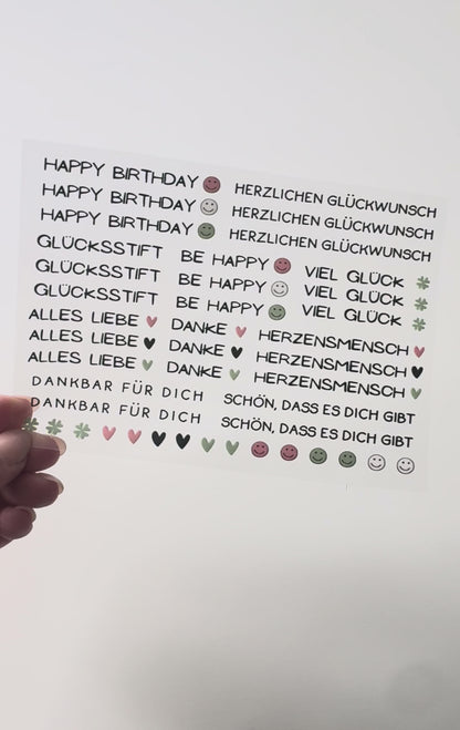 Rub On Aufkleber Wünsche Mini zb für Kugelschreiber A5 A6