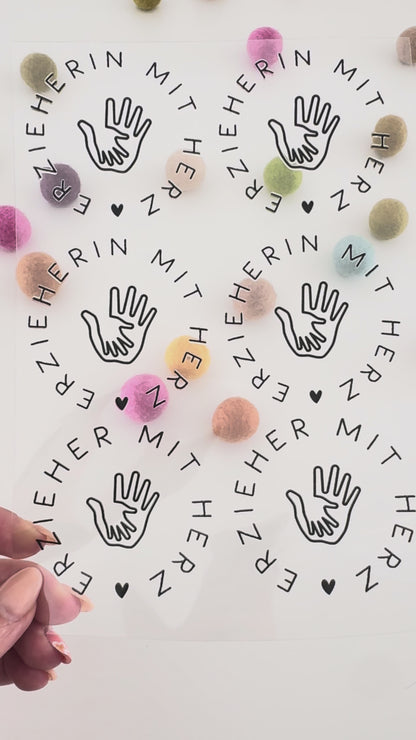 Rub On Aufkleber Erzieherin mit Herz A5