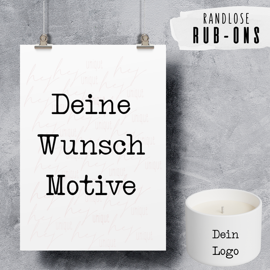 Rub-On Bogen Wunschmotive A5 Warum du unsere Rub-Ons lieben wirst:  ✔ Randloser Premium-Look   ✔ Besondere Haptik   ✔ Präzise Platzierung dank transparenter Trägerfolie  ✔ Wasser- und kratzfest // Hitze- und UV-beständig   ✔ Starke Haftung auf Glas, Keramik, Holz, Raysin u.v.m.  ✔ Langlebig und hochwertig verarbeitet  ✔ Auch gewerblich nutzbar – keine zusätzliche Lizenz nötig