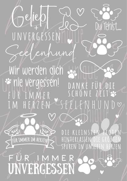 Rub On Aufkleber Trauer Hunde A5